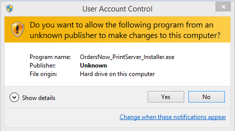 Allow the installer.